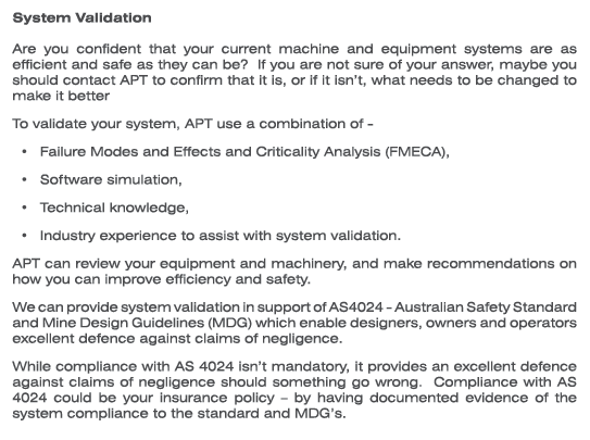 System Validation Are you confident that your current machine and equipment systems are as efficient and safe as they...