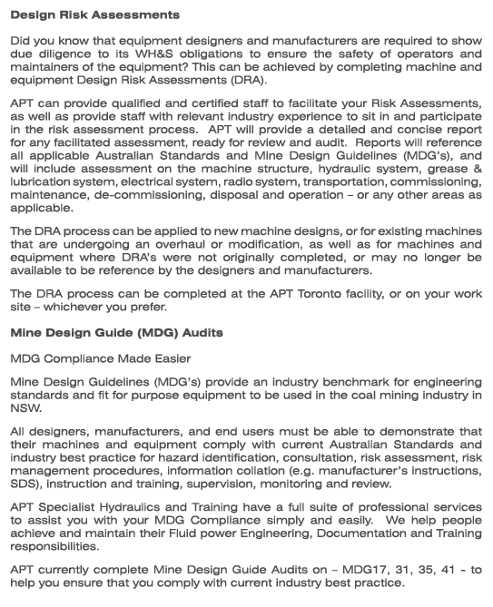 Design Risk Assessments Did you know that equipment designers and manufacturers are required to show due diligence to...