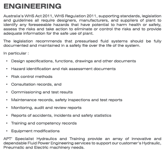 ENGINEERING Australia’s WHS Act 2011, WHS Regulation 2011, supporting standards, legislation and guidelines all requi...