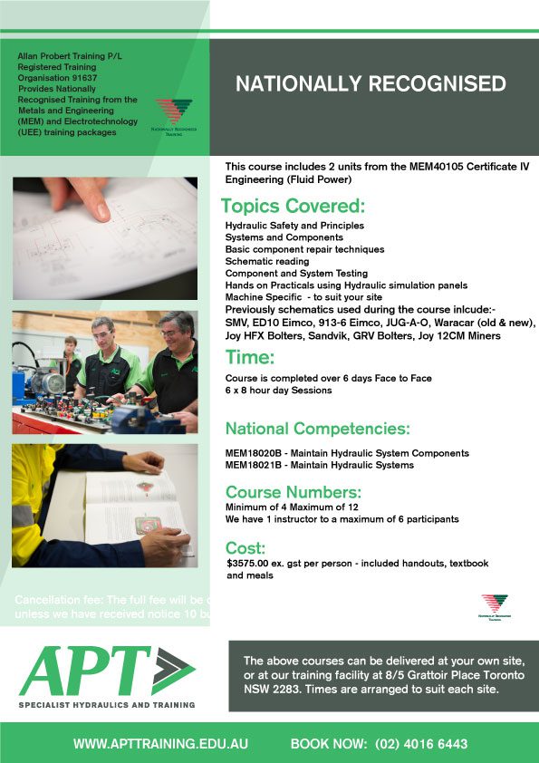 NationallyRecognisedHydraulic6Daycourse2020 APT Training